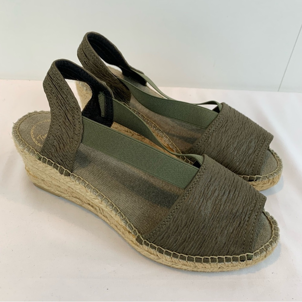 Toni Pons Teide-P Espadrille Wedge Slingback Sandal Khaki Green EU 37-US 6.5